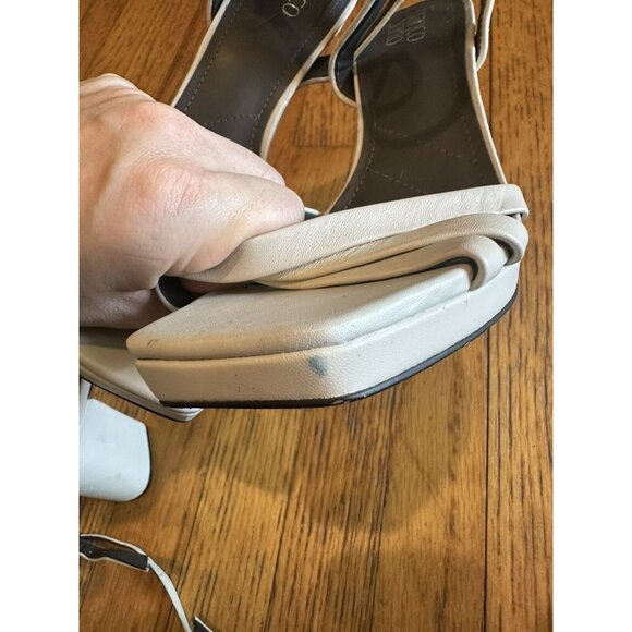 Franco Sarto Womens Damalis Faux Leather Open Toe Heels Beige size 8 - Picture 6 of 7